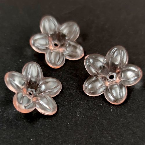 Plastic flower bead - Peach - 21 x 21 x 5 mm