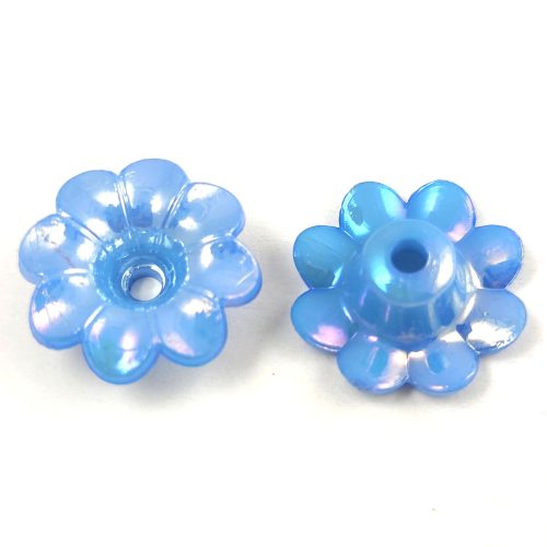 Plastic flower bead - Aqua - 20 x 20 x 8 mm