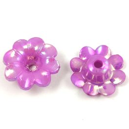 Ten 14 X 12mm Czech glass flower beads - raspberry pink with