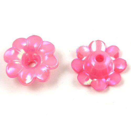 Plastic flower bead - Flamingo - 20 x 20 x 8 mm