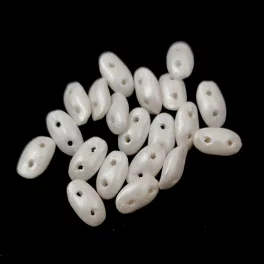   Wave - cseh préselt 2 lyukú üveggyöngy - Pastel White - 3x7mm