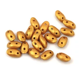  Wave - cseh préselt 2 lyukú üveggyöngy - Gold Shine Yellow - 3x7mm