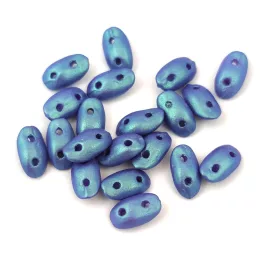   Wave - cseh préselt 2 lyukú üveggyöngy - Tropical Blue Grape - 3x7mm