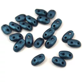   Wave - cseh préselt 2 lyukú üveggyöngy - Alabaster Pastel Petrol - 3x7mm