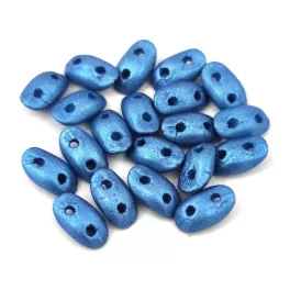   Wave - cseh préselt 2 lyukú üveggyöngy - Metallic Polichrome Petrol - 3x7mm