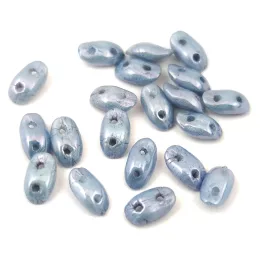   Wave - cseh préselt 2 lyukú üveggyöngy - White Blue Luster - 3x7mm