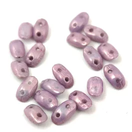  Wave - cseh préselt 2 lyukú üveggyöngy - White Purple Vega Luster - 3x7mm