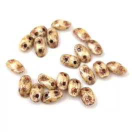   Wave - cseh préselt 2 lyukú üveggyöngy - White Honey Luster - 3x7mm