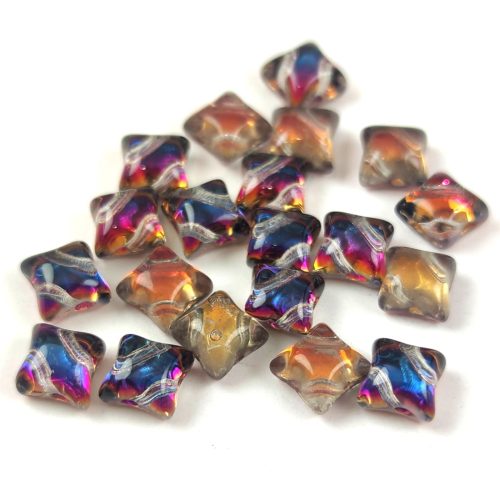 Wibeduo cseh préselt 2lyukú gyöngy - Crystal Prismatic Phoenix - 8mm