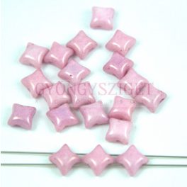   Wibeduo cseh préselt 2lyukú gyöngy -  White Pink Luster - 8mm