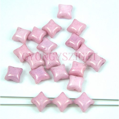 Wibeduo cseh préselt 2lyukú gyöngy -  White Pink Luster - 8mm