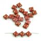 Wibeduo Czech 2 Hole Pressed Bead -  Opaque Red Gold Luster - 8mm