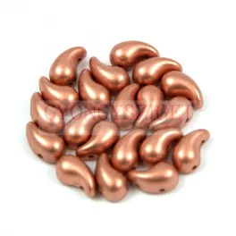   Zoliduo Czech Pressed 2 Hole Glass Bead - Matte Metallic Copper - 5x8mm - left