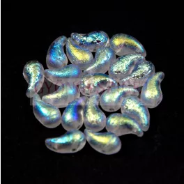   Zoliduo Czech Pressed 2 Hole Glass Bead - Crystal Etched AB - 5x8mm - left