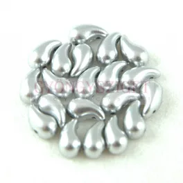   Zoliduo Czech Pressed 2 Hole Glass Bead - Aluminium - 5x8mm - left