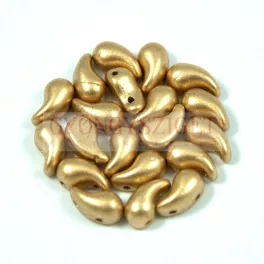  Zoliduo Czech Pressed 2 Hole Glass Bead - Aztec Gold - 5x8mm - left