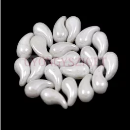   Zoliduo Czech Pressed 2 Hole Glass Bead - Alabaster Luster - 5x8mm - left