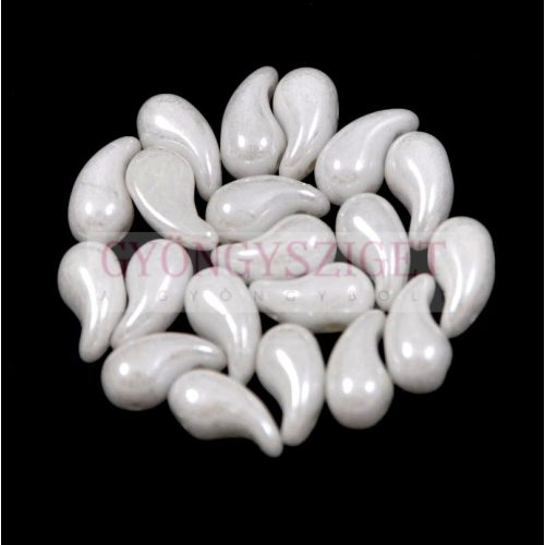 Zoliduo Czech Pressed 2 Hole Glass Bead - Alabaster Luster - 5x8mm - left