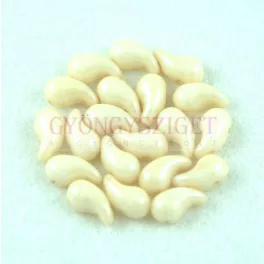   Zoliduo Czech Pressed 2 Hole Glass Bead - Opaque Light Beige - 5x8mm - left
