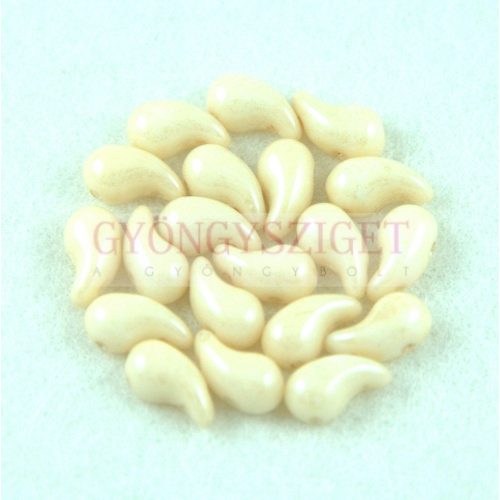 Zoliduo Czech Pressed 2 Hole Glass Bead - Opaque Light Beige - 5x8mm - left