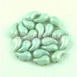   Zoliduo Czech Pressed 2 Hole Glass Bead - Alabaster Green Luster - 5x8mm - left