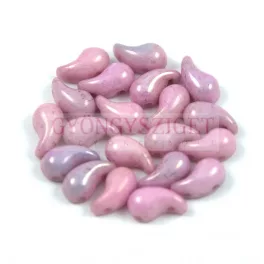   Zoliduo Czech Pressed 2 Hole Glass Bead - Alabaster Pink Luster - 5x8mm - left