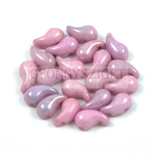 Zoliduo Czech Pressed 2 Hole Glass Bead - Alabaster Pink Luster - 5x8mm - left