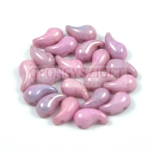 Zoliduo cseh préselt 2lyukú gyöngy - Alabaster Pink Luster - 5x8mm - BALOS