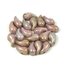   Zoliduo Czech Pressed 2 Hole Glass Bead - Alabaster Pink Luster - 5x8mm - left