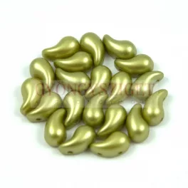   Zoliduo Czech Pressed 2 Hole Glass Bead - Pastel Light Green - 5x8mm - left