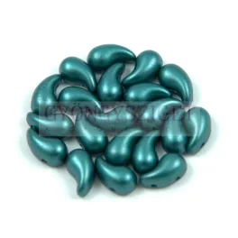   Zoliduo Czech Pressed 2 Hole Glass Bead - Pastel Dark Green - 5x8mm - left