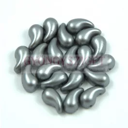   Zoliduo Czech Pressed 2 Hole Glass Bead - Pastel Silver - 5x8mm - left