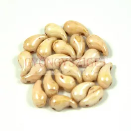   Zoliduo Czech Pressed 2 Hole Glass Bead - Alabaster Picasso Luster - 5x8mm - left