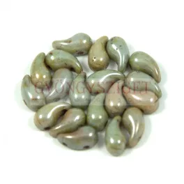   Zoliduo Czech Pressed 2 Hole Glass Bead - Alabaster Green Grey Luster - 5x8mm - left