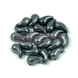   Zoliduo Czech Pressed 2 Hole Glass Bead - Gunmetal - 5x8mm - left