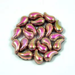   Zoliduo Czech Pressed 2 Hole Glass Bead - Jet Pink Gold - 5x8mm - left