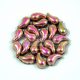 Zoliduo Czech Pressed 2 Hole Glass Bead - Jet Pink Gold - 5x8mm - left