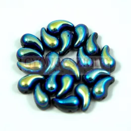   Zoliduo Czech Pressed 2 Hole Glass Bead - Jet AB - 5x8mm - left