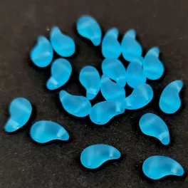   Zoliduo Czech Pressed 2 Hole Glass Bead - Aqua Matt - 5x8mm - left