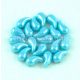 Zoliduo Czech Pressed 2 Hole Glass Bead - Opaque Turquoise Blue Luster - 5x8mm - left