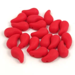   Zoliduo Czech Pressed 2 Hole Glass Bead - Opaque Red Matt - 5x8mm - left