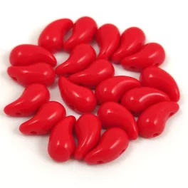   Zoliduo Czech Pressed 2 Hole Glass Bead - Opaque Red Matt - 5x8mm - left