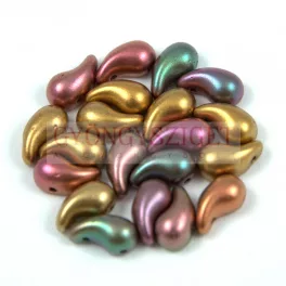  Zoliduo cseh préselt 2lyukú gyöngy - Matte Metallic Bronze Iris - 5x8mm - JOBBOS