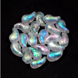   Zoliduo Czech Pressed 2 Hole Glass Bead - crystal etched ab - 5x8mm - RIGHT