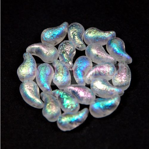 Zoliduo Czech Pressed 2 Hole Glass Bead - crystal etched ab - 5x8mm - RIGHT