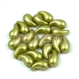   Zoliduo cseh préselt 2lyukú gyöngy - Pastel Light Green - 5x8mm - JOBBOS