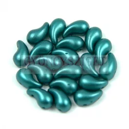   Zoliduo cseh préselt 2lyukú gyöngy - Pastel Dark Green - 5x8mm - JOBBOS