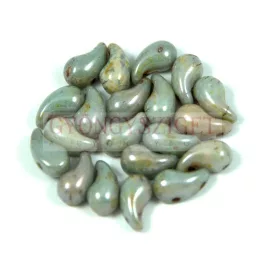   Zoliduo Czech Pressed 2 Hole Glass Bead - alabaster green grey luster - 5x8mm - RIGHT