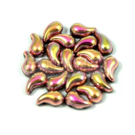  Zoliduo Czech Pressed 2 Hole Glass Bead - Jet Pink Gold - 5x8mm - RIGHT