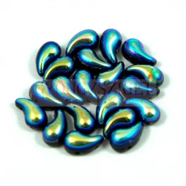   Zoliduo Czech Pressed 2 Hole Glass Bead - Jet AB - 5x8mm - RIGHT